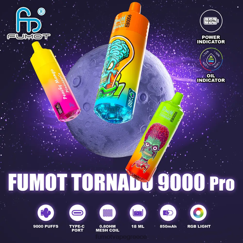 Fumot Tornado 1 τεμάχιο 9000 pro 18ml ατμού μίας χρήσης N0240226 | Fumot Tech πρωτεύον καρπούζι φράουλα